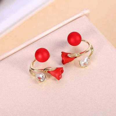 Red Tulip Flower Earring