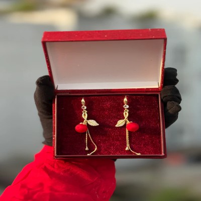 Cherry & Leaf dangle earring
