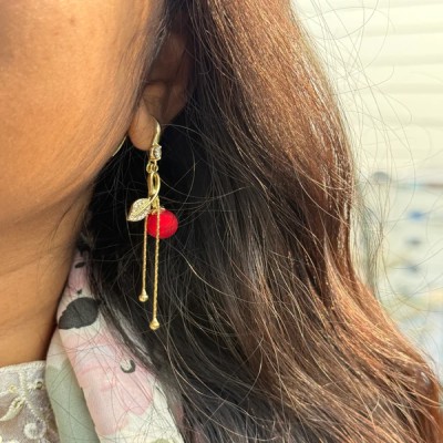 Cherry & Leaf dangle earring